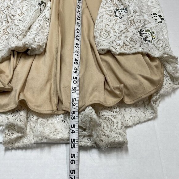 La‎ Femme 2 Piece Gown Womens 8 White Sequin Lace Halter Lace Up Slit Maxi Skirt - Picture 11 of 16